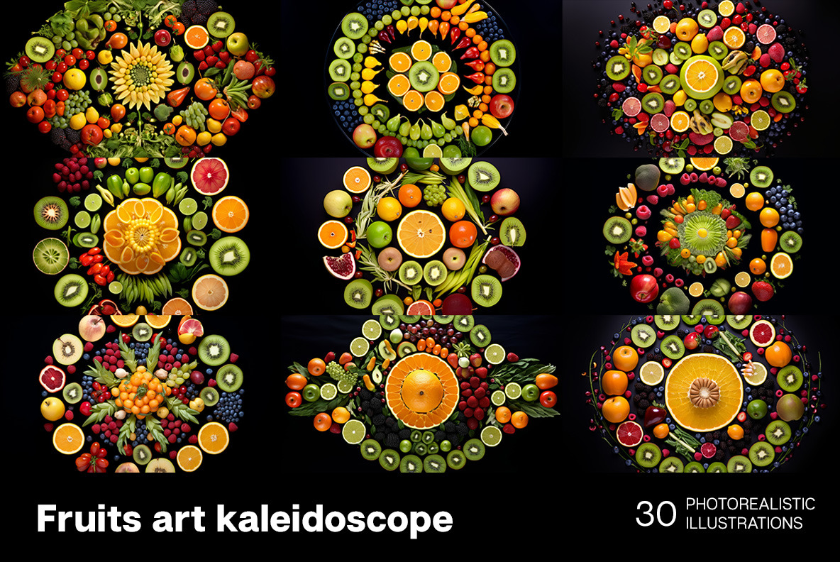 Fruits art kaleidoscope Fruits art kaleidoscope