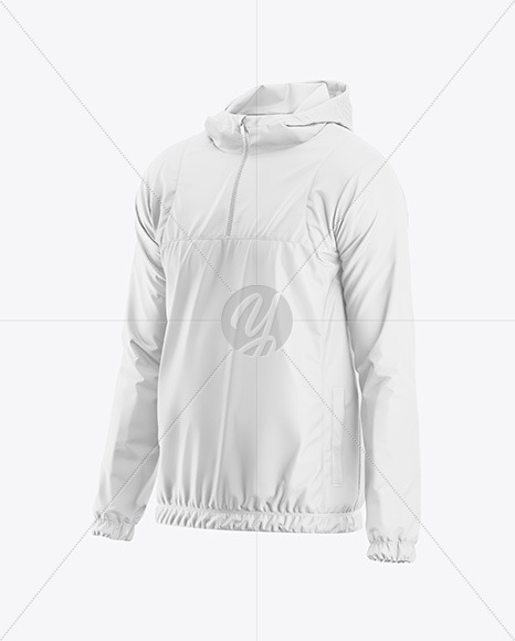 Hooded Windbreaker Mockup - Half Side View