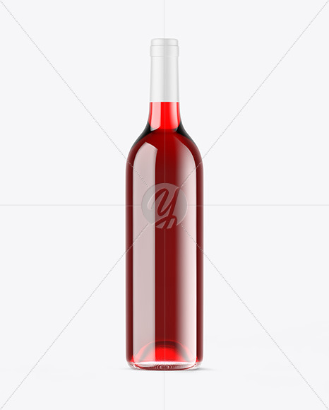 Clear Glass Red Wine Bottle Mockup