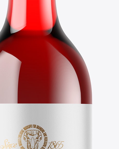 Clear Glass Red Wine Bottle Mockup