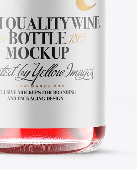 Clear Glass Red Wine Bottle Mockup