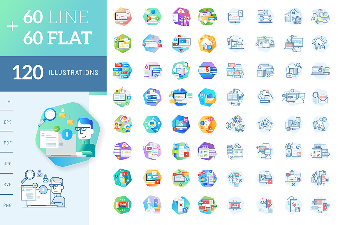 Flat and Line Concept Illustrations Collection Flat and Line Concept Illustrations Collection