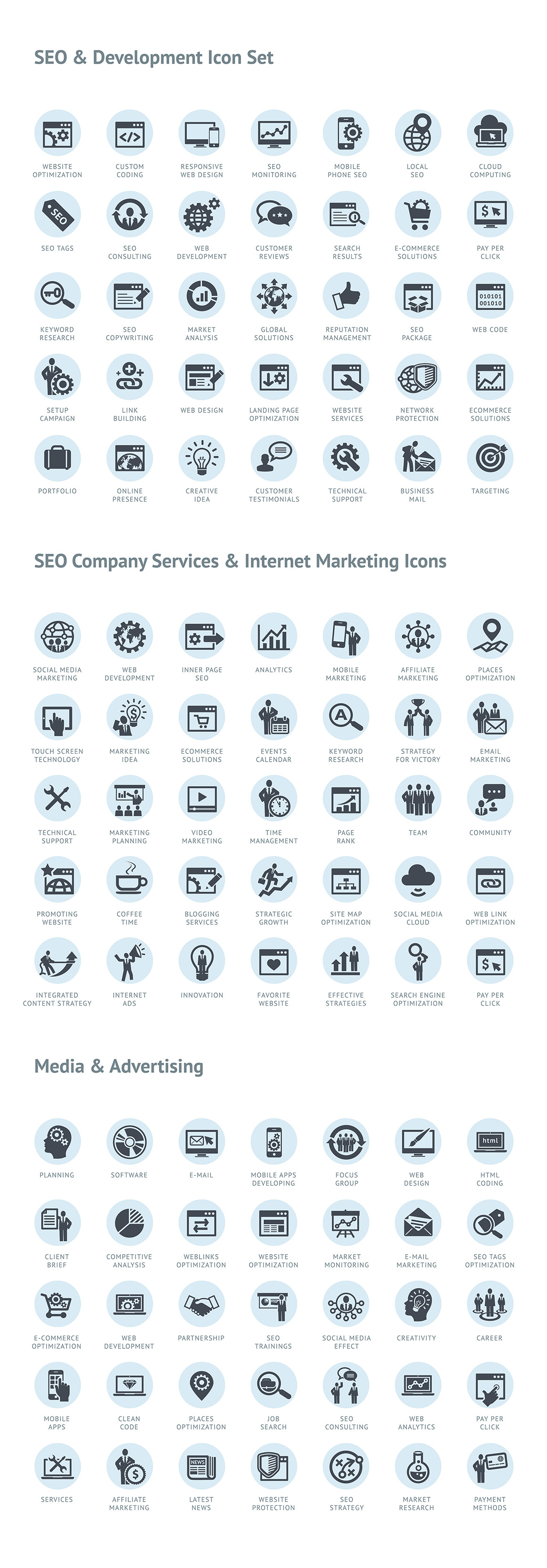 Set of Modern SEO Services Icons