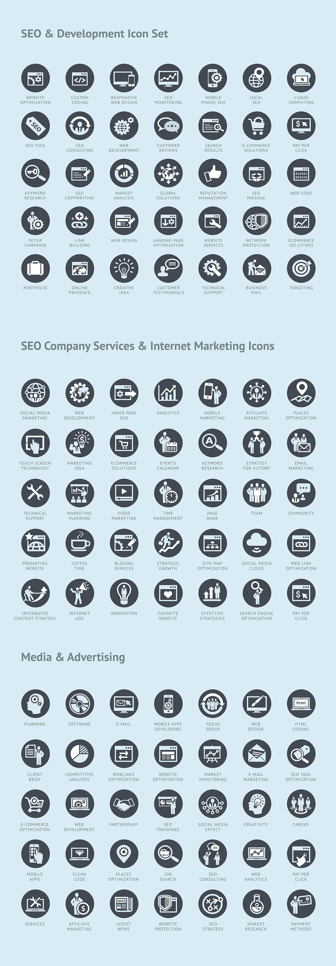 Set of Modern SEO Services Icons