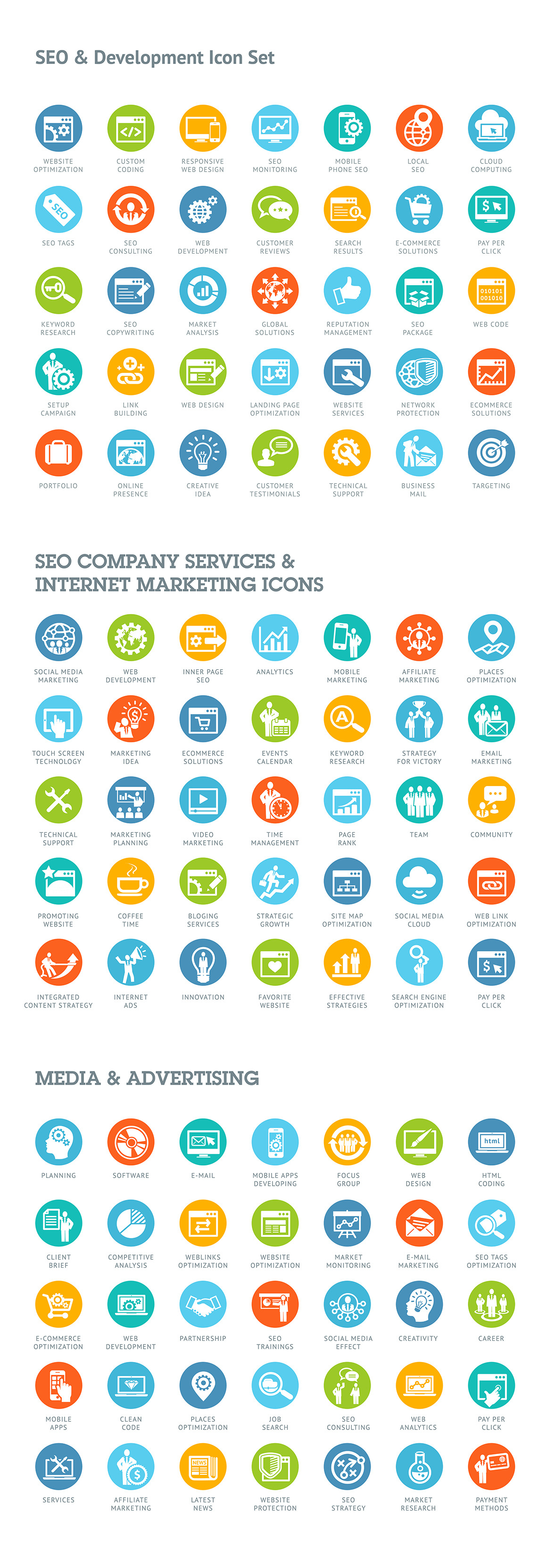 Set of Modern SEO Services Icons