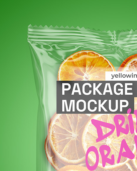 Transparent Package with Dried Oranges Mockup