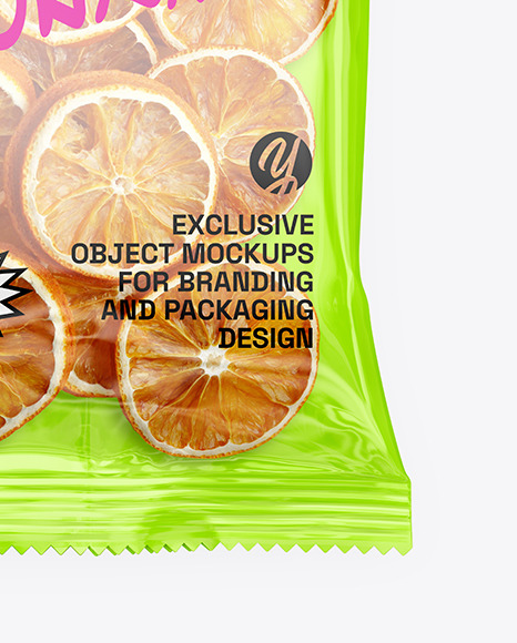 Transparent Package with Dried Oranges Mockup