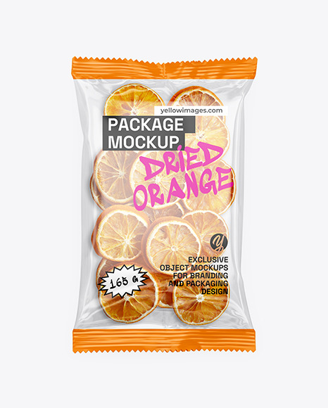 Transparent Package with Dried Oranges Mockup