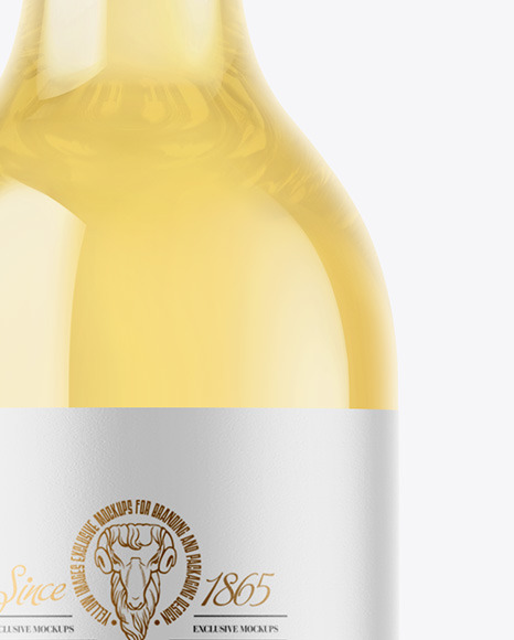 Clear Glass White Wine Bottle Mockup