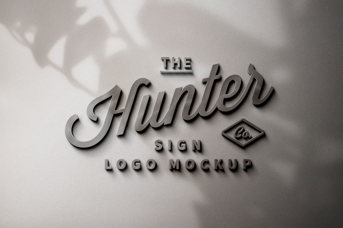 Sign Logo Mockup with Shadow Overlay