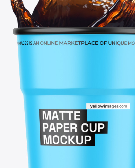 Matte Paper Coffee Cup w/ Splash Mockup