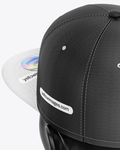 Snapback Cap w/ Sticker Mockup - Back View