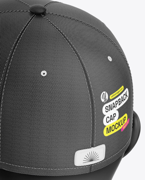 Snapback Cap w/ Sticker Mockup - Back View
