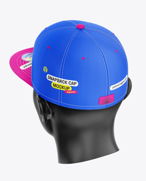 Snapback Cap w/ Sticker Mockup - Back View
