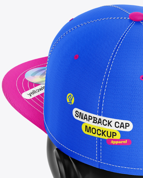 Snapback Cap w/ Sticker Mockup - Back View