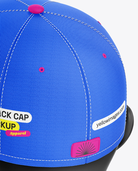 Snapback Cap w/ Sticker Mockup - Back View