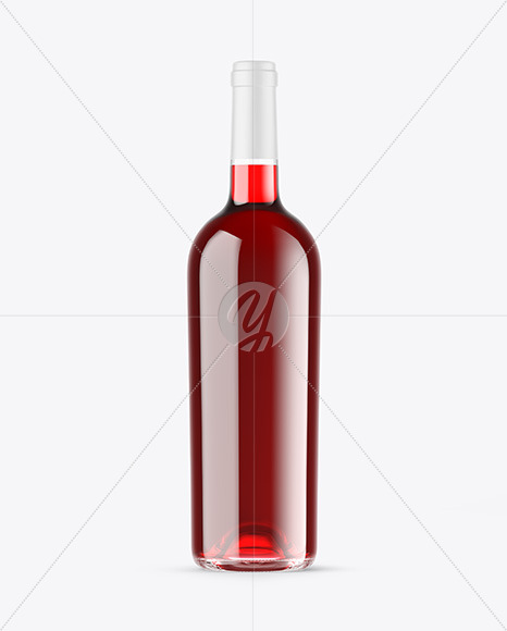 Clear Glass Red Wine Bottle Mockup