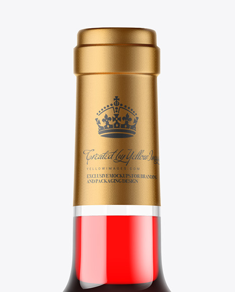 Clear Glass Red Wine Bottle Mockup