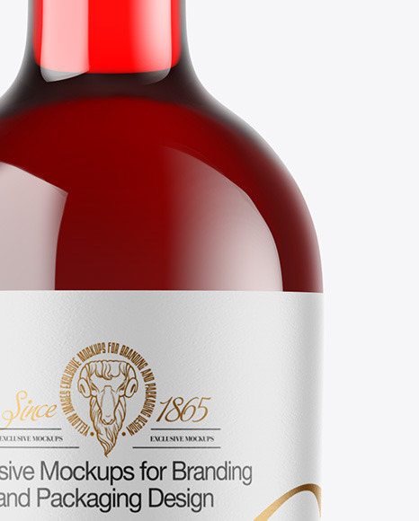 Clear Glass Red Wine Bottle Mockup