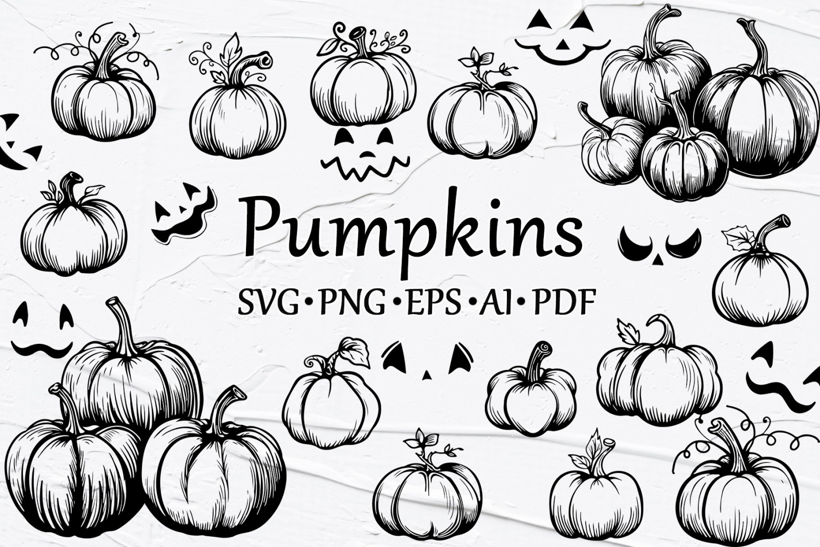 Pumpkins and faces Vector SVG Clipart