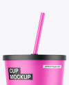 Matte Cup With Straw Mockup