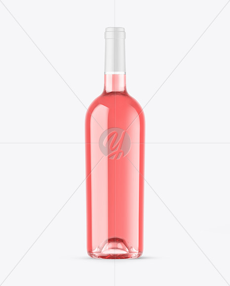 Clear Glass Pink Wine Bottle Mockup