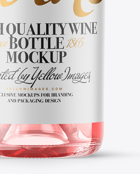 Clear Glass Pink Wine Bottle Mockup