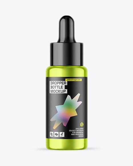 Metallic Dropper Bottle Mockup - Oil Tincture PSD Mockup