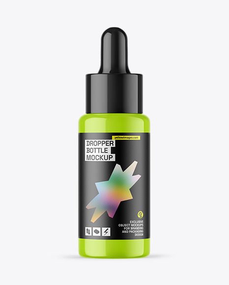 Glossy Dropper Bottle Mockup - Oil Tincture PSD Mockup