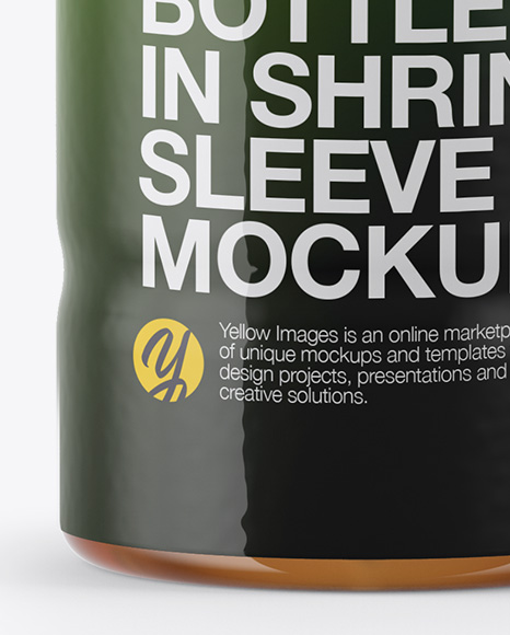 PET 12oz Bottle with Tea in Shrink Sleeve Mockup