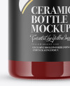 Glossy Ceramic Bottle With Paper Label Mockup