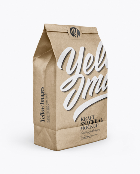 Kraft Paper Bag With Label Mockup - Half Side View