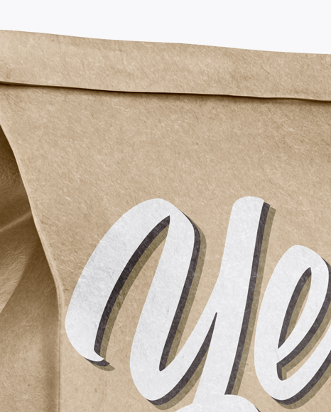 Kraft Paper Bag With Label Mockup - Half Side View