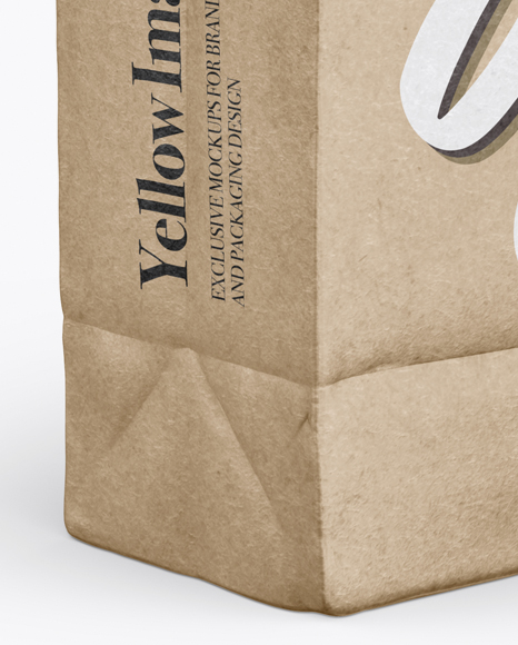 Kraft Paper Bag With Label Mockup - Half Side View