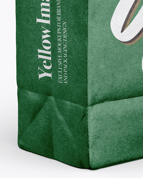 Glossy Kraft Paper Bag With Label Mockup - Half Side View