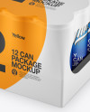 12 Can Matte Pack Mockup - Half Side View