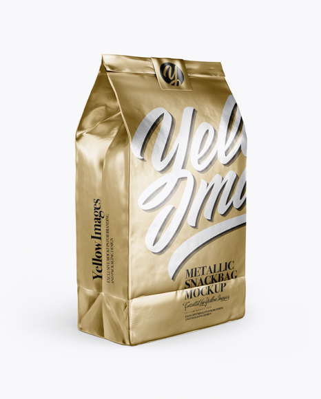 Metallic Snack Bag With Label Mockup - Half Side View