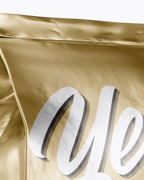 Metallic Snack Bag With Label Mockup - Half Side View