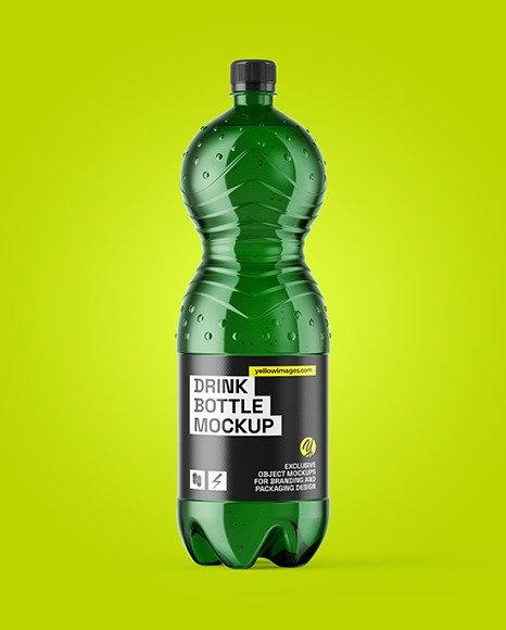 2L Green PET Plastic Bottle w/ Sparkling Water Mockup