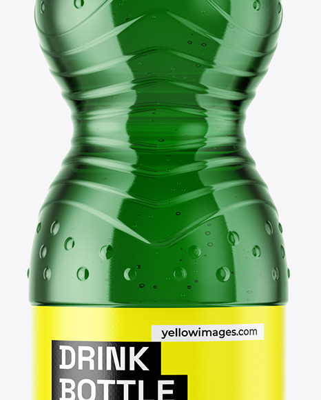 2L Green PET Plastic Bottle w/ Sparkling Water Mockup