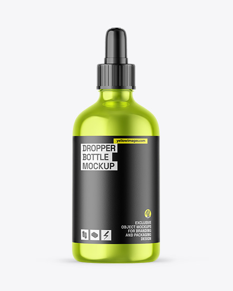 Metallic Dropper Bottle Mockup - Oil Tincture PSD Mockup