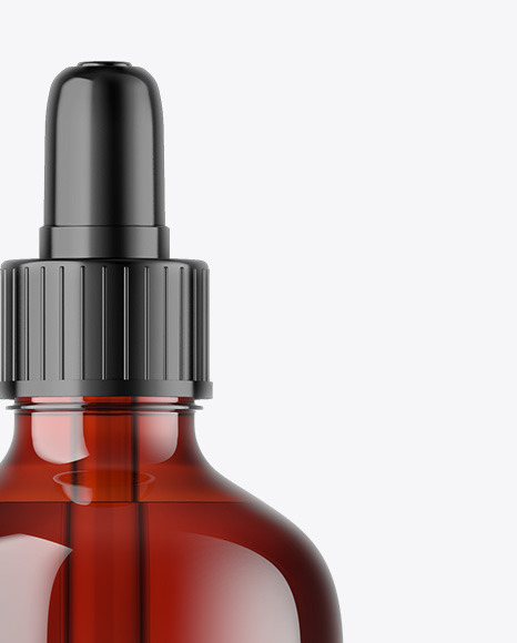 Dark Amber Glass Dropper Bottle Mockup