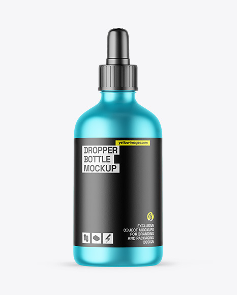 Matte Metallic Dropper Bottle Mockup