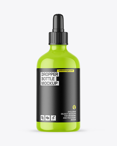 Glossy Dropper Bottle Mockup - Oil Tincture PSD Mockup
