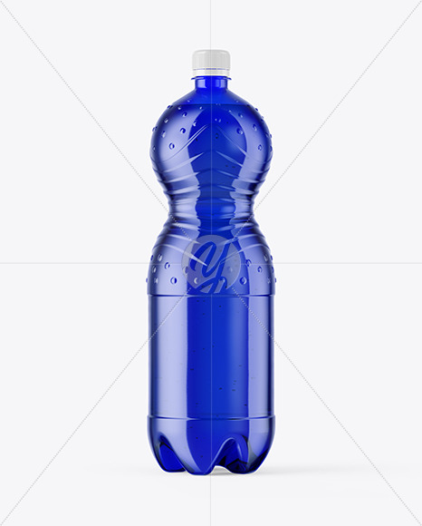 2L Blue PET Bottle w/ Sparkling Water Mockup