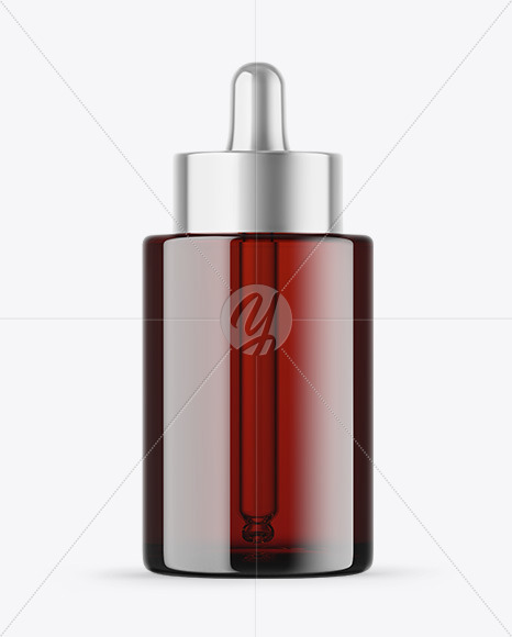 Dark Amber Glass Dropper Bottle Mockup