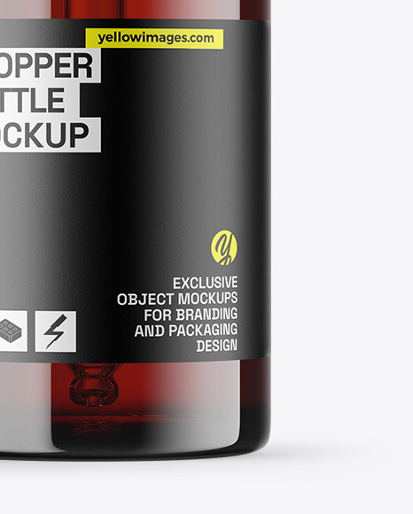 Dark Amber Glass Dropper Bottle Mockup