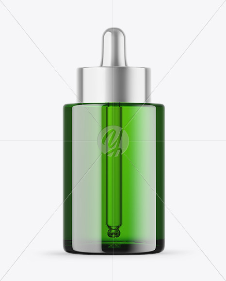 Green Glass Dropper Bottle Mockup