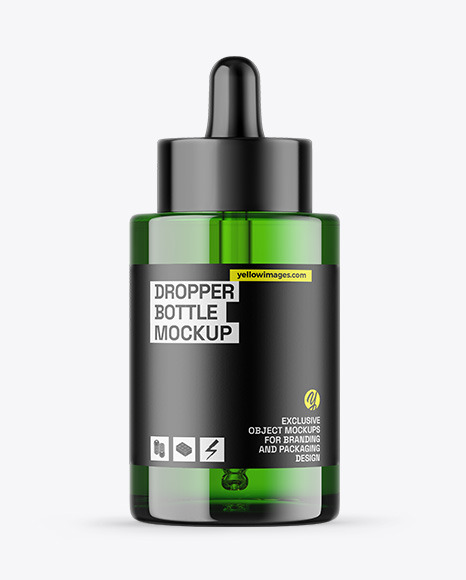 Green Glass Dropper Bottle Mockup