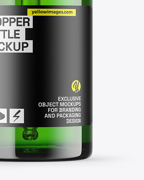 Green Glass Dropper Bottle Mockup